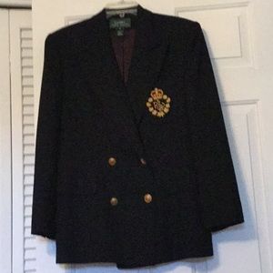 Ralph Lauren Crested Navy Wool Blazer SZ. 12
